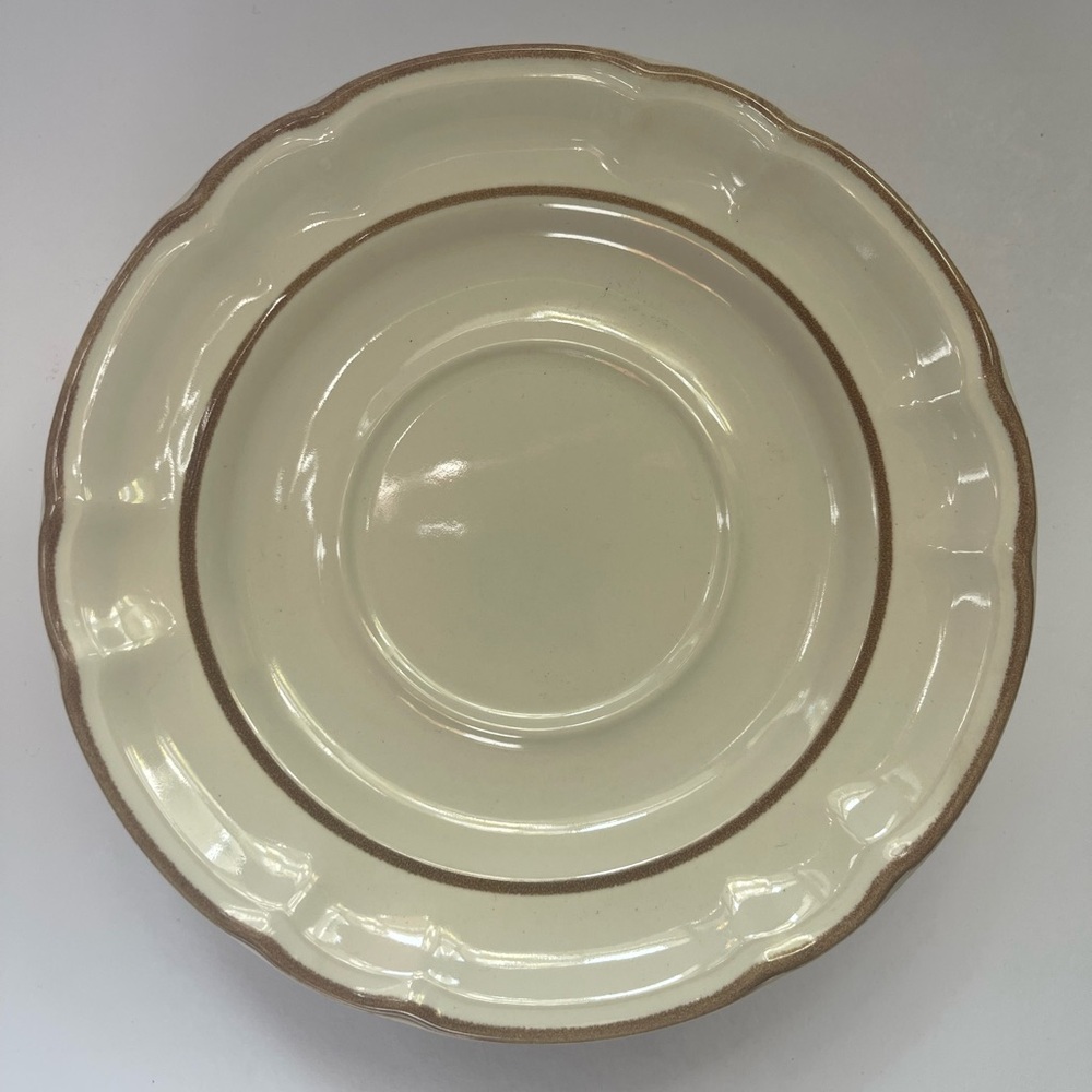 4 Brown Rimmed Tea Saucer